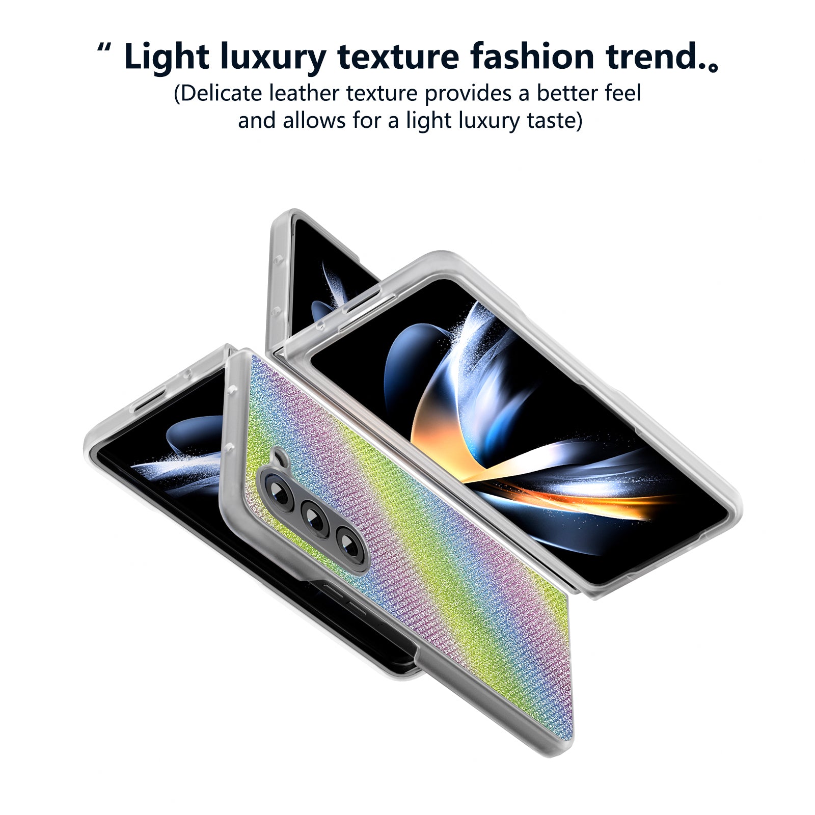 For Samsung Galaxy Z Fold6 5G Case Leather+PC Phone Cover Rhinestone Texture - Multi-Color