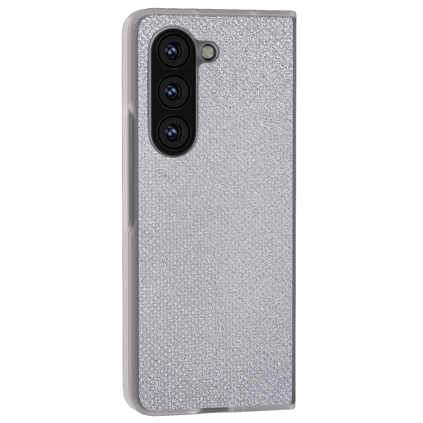 For Samsung Galaxy Z Fold6 5G Case Leather+PC Phone Cover Rhinestone Texture - Silver