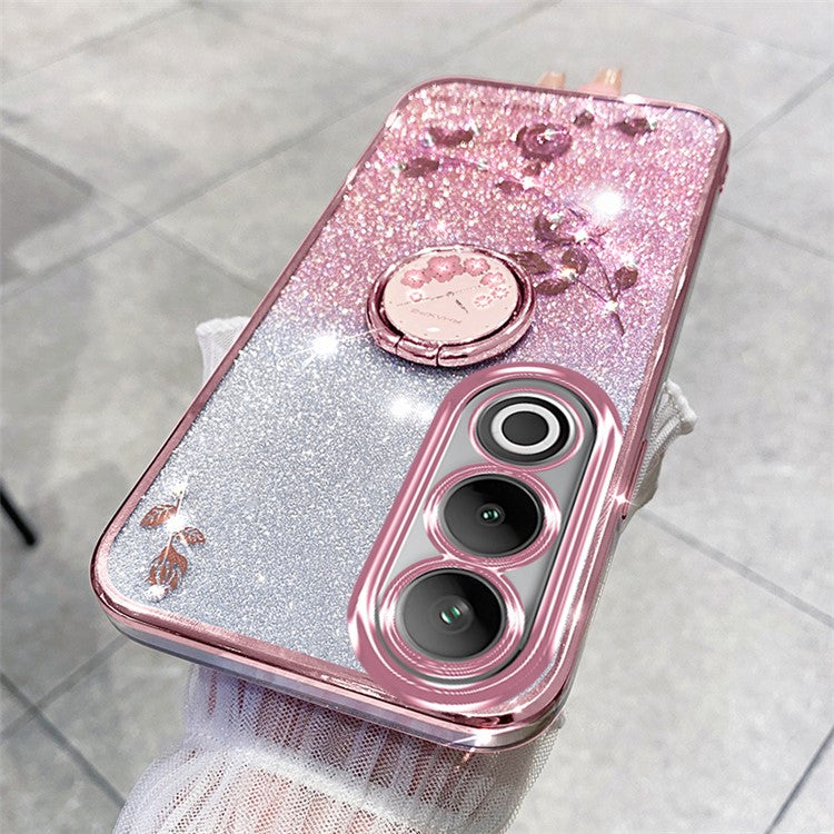 KADEM For OnePlus Ace 3V 5G Case Glitter Flower TPU Phone Cover with Ring Holder - Rose Gold