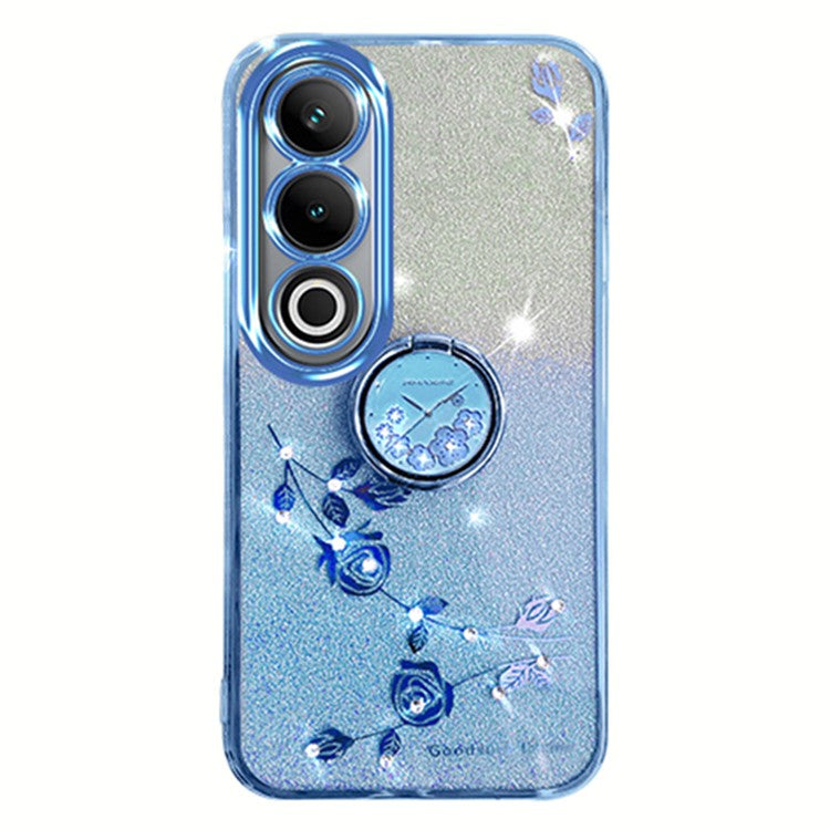 KADEM For OnePlus Ace 3V 5G Case Glitter Flower TPU Phone Cover with Ring Holder - Blue
