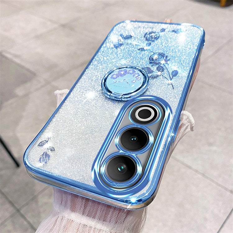 KADEM For OnePlus Ace 3V 5G Case Glitter Flower TPU Phone Cover with Ring Holder - Blue