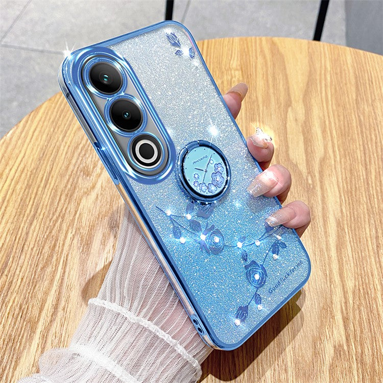 KADEM For OnePlus Ace 3V 5G Case Glitter Flower TPU Phone Cover with Ring Holder - Blue