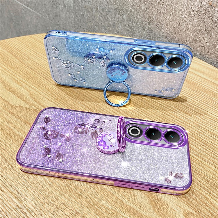 KADEM For OnePlus Ace 3V 5G Case Glitter Flower TPU Phone Cover with Ring Holder - Blue