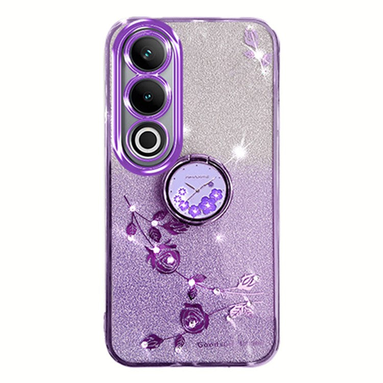 KADEM For OnePlus Ace 3V 5G Case Glitter Flower TPU Phone Cover with Ring Holder - Purple