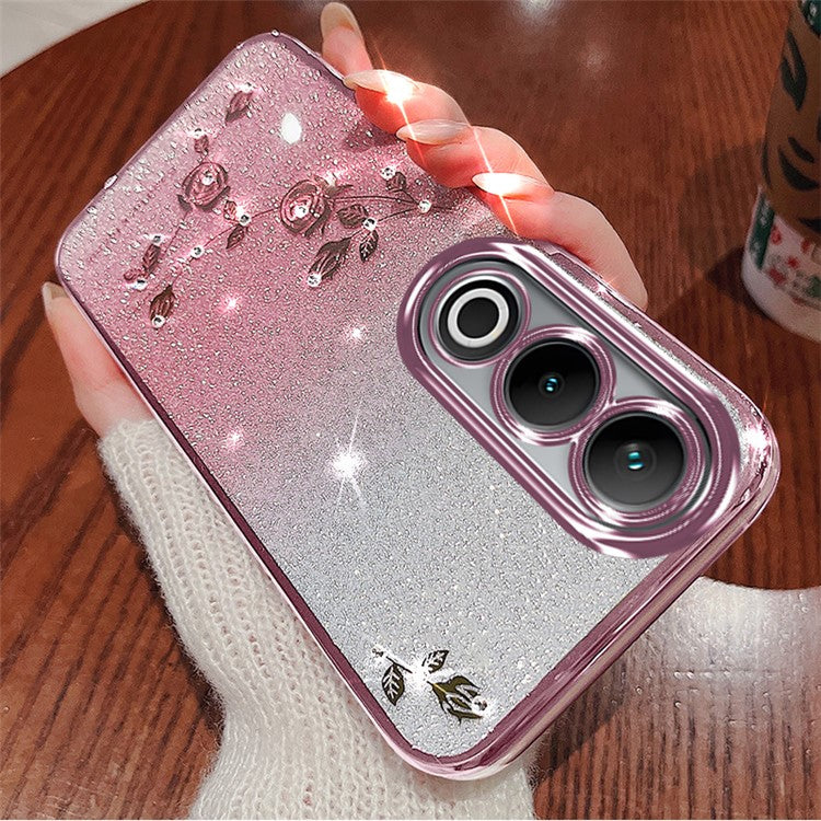 KADEM For OnePlus Ace 3V 5G Case Gradient Glitter TPU Phone Cover with Lanyard - Rose Gold