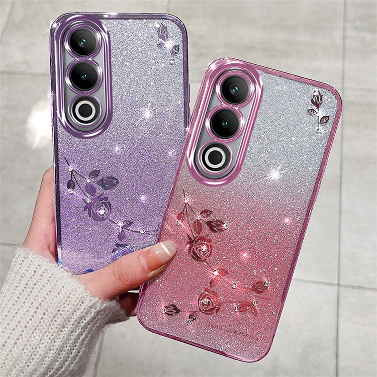 KADEM For OnePlus Ace 3V 5G Case Glitter Rhinestone Decor TPU Phone Cover - Rose Gold