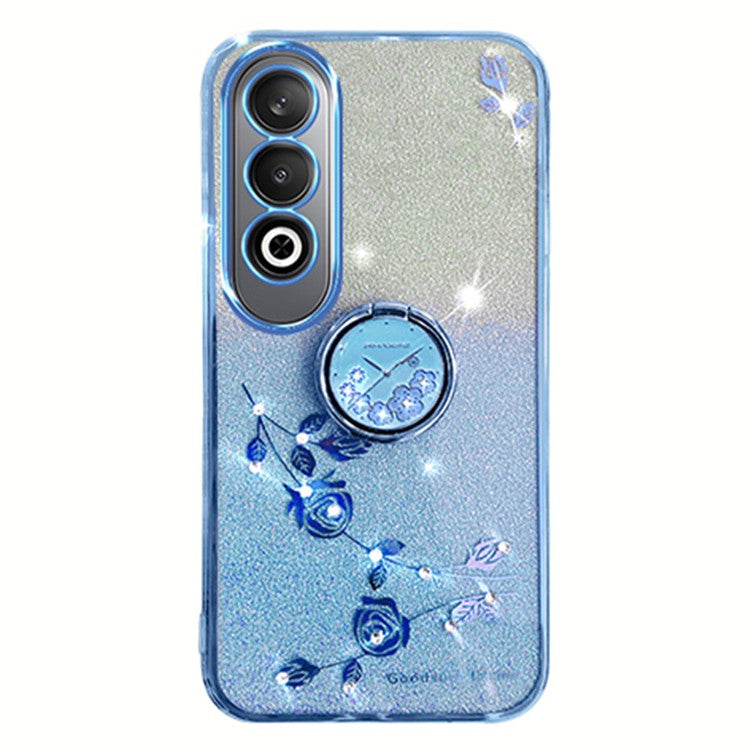 KADEM For OnePlus Nord CE4 5G Case Flower Glitter TPU Cover with Ring Kickstand - Blue