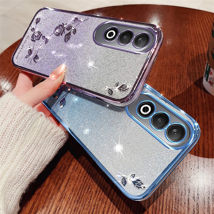 KADEM For OnePlus Nord CE4 5G TPU Case Flower Gradient Color Glitter Cover with Lanyard - Purple