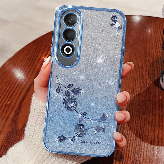 KADEM For OnePlus Nord CE4 5G Case TPU Gradient Phone Cover Glitter Cute Floral - Blue