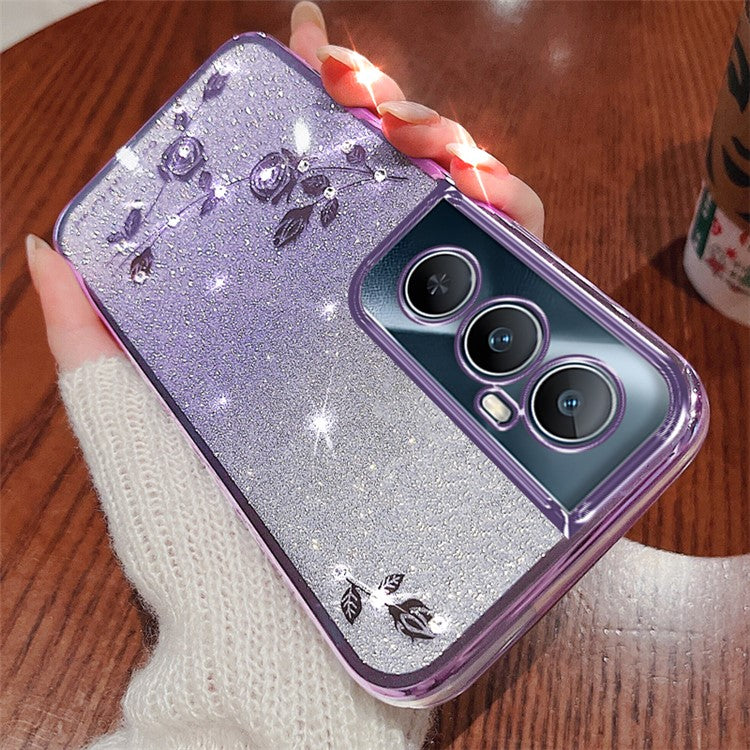 KADEM For Realme C65 4G Case Glitter Sparkle TPU Phone Cover with Lanyard - Purple