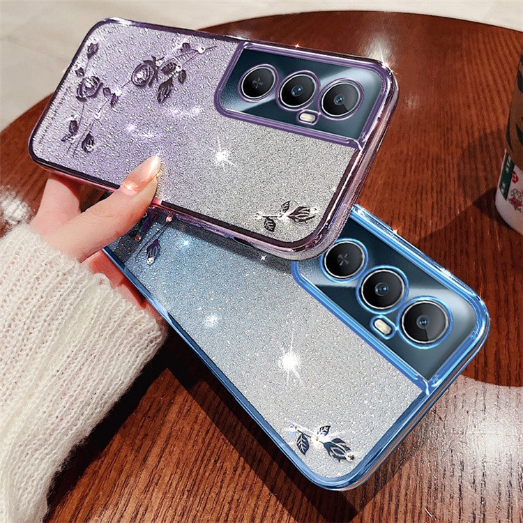 KADEM For Realme C65 4G Case Glitter Sparkle TPU Phone Cover with Lanyard - Blue