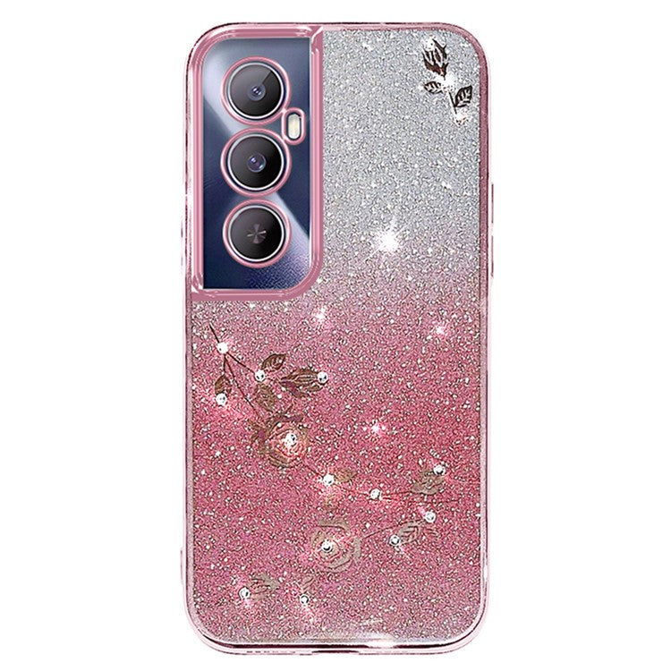 KADEM For Realme C65 4G TPU Phone Case Flower Gradient Glitter Back Cover - Rose Gold
