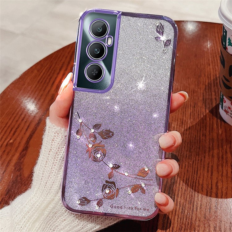 KADEM For Realme C65 4G TPU Phone Case Flower Gradient Glitter Back Cover - Purple