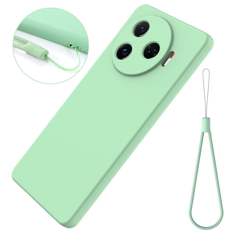 For TECNO Camon 30 Pro 5G Case Liquid Silicone Protective Phone Cover with Strap - Green