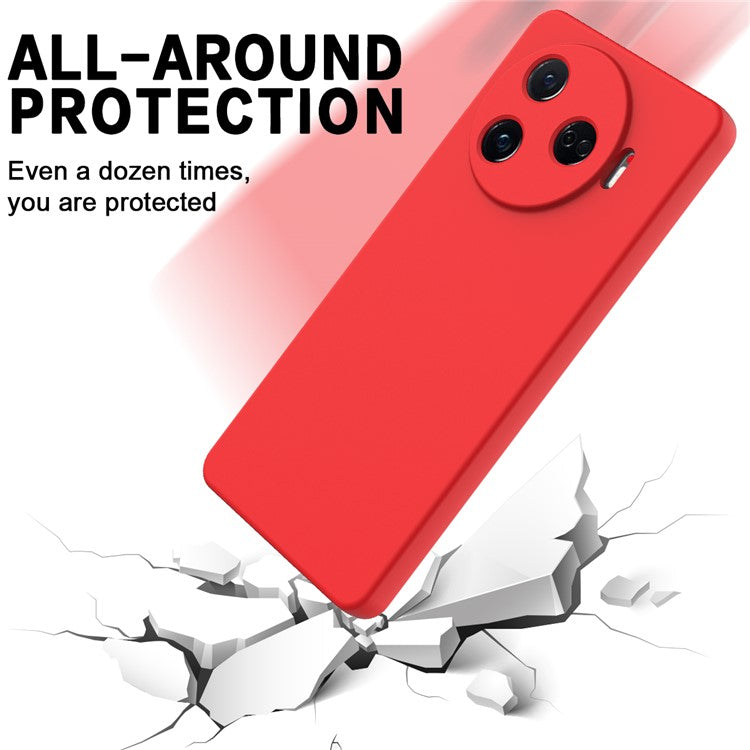 For TECNO Camon 30 Pro 5G Case Liquid Silicone Protective Phone Cover with Strap - Red