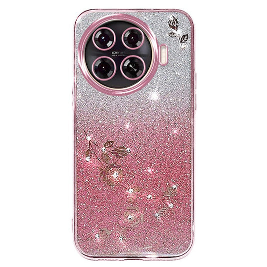 KADEM For TECNO Spark 20 Pro+ Case TPU Phone Cover Glitter Floral Aesthetic - Rose Gold