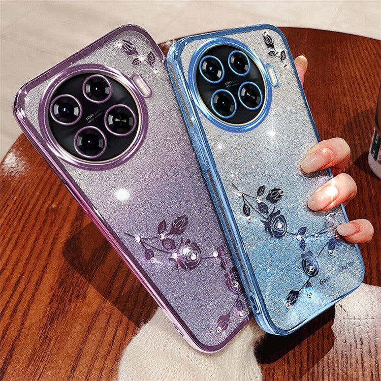 KADEM For TECNO Spark 20 Pro+ Case TPU Phone Cover Glitter Floral Aesthetic - Purple