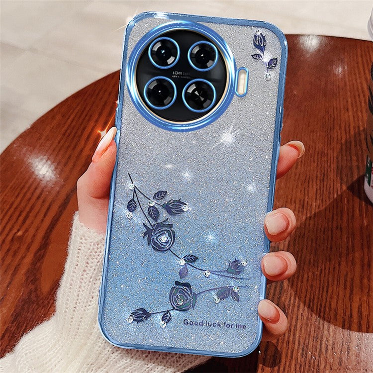 KADEM For TECNO Spark 20 Pro+ Case TPU Phone Cover Glitter Floral Aesthetic - Blue