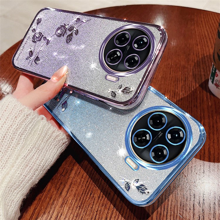 KADEM For TECNO Spark 20 Pro+ Case TPU Phone Cover Glitter Floral Aesthetic - Blue