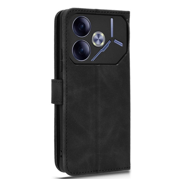 For TECNO Pova 6 4G Case PU Leather Folio Flip Phone Wallet Cover - Black