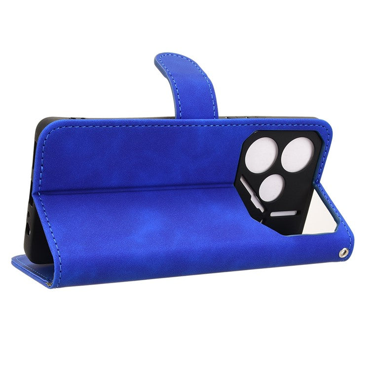 For TECNO Pova 6 4G Case PU Leather Folio Flip Phone Wallet Cover - Blue