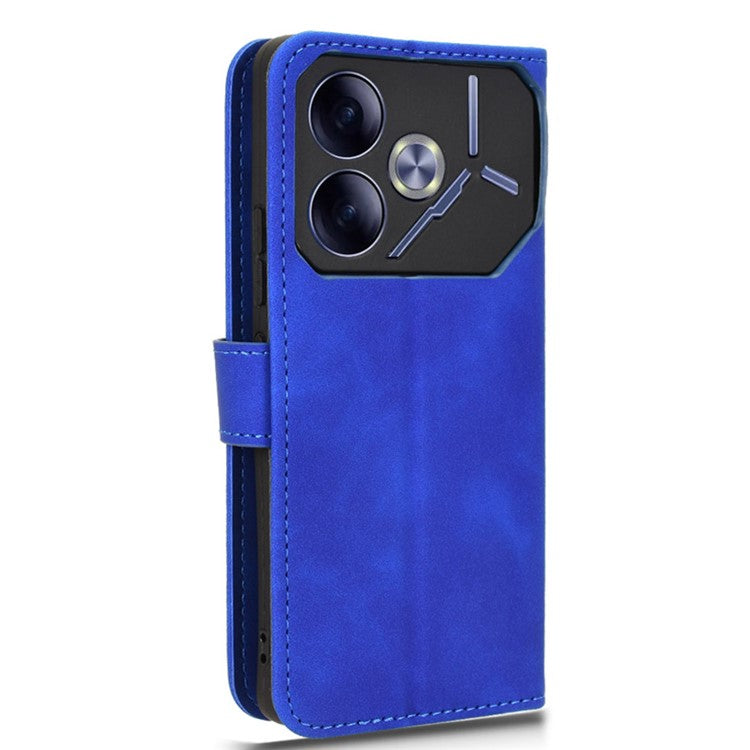 For TECNO Pova 6 4G Case PU Leather Folio Flip Phone Wallet Cover - Blue