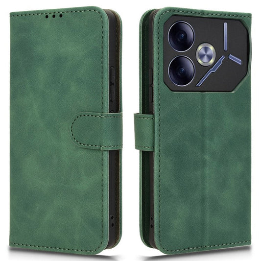 For TECNO Pova 6 4G Case PU Leather Folio Flip Phone Wallet Cover - Green