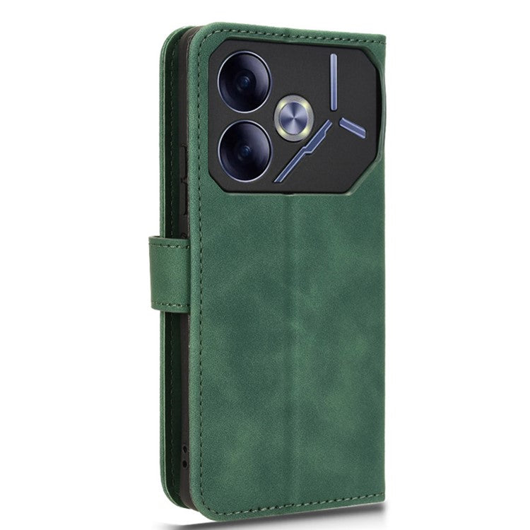 For TECNO Pova 6 4G Case PU Leather Folio Flip Phone Wallet Cover - Green
