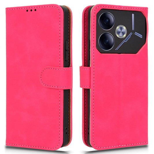 For TECNO Pova 6 4G Case PU Leather Folio Flip Phone Wallet Cover - Rose