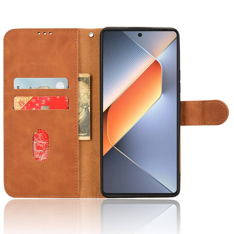 For TECNO Pova 6 4G Case PU Leather Folio Flip Phone Wallet Cover - Brown