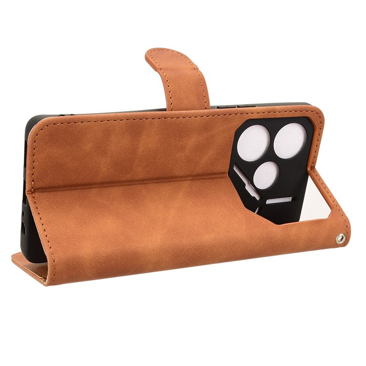 For TECNO Pova 6 4G Case PU Leather Folio Flip Phone Wallet Cover - Brown