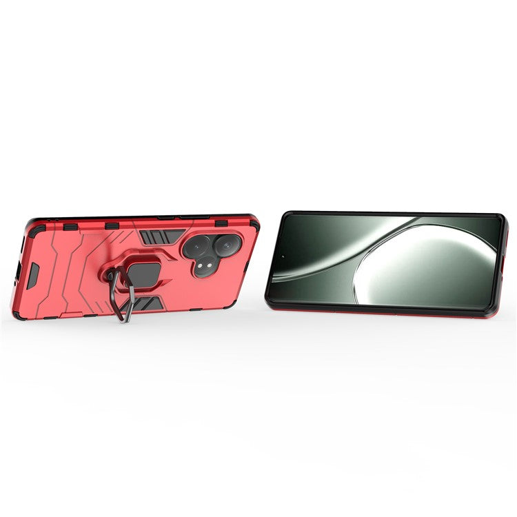 For Realme GT Neo6 SE 5G / GT 6 5G / GT 6T 5G Case Ring Holder Kickstand PC+TPU Hybrid Phone Cover - Red