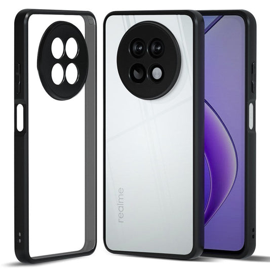 IBMRS For Realme 12 5G / 12x 5G Case Hard PC Back Flexible TPU Frame Phone Cover - Transparent Black