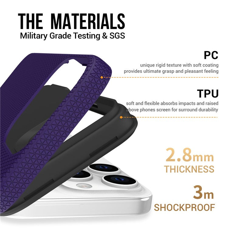 For iPhone 16 Pro Case Compatible with MagSafe TPU+PC Protective Phone Cover - Purple
