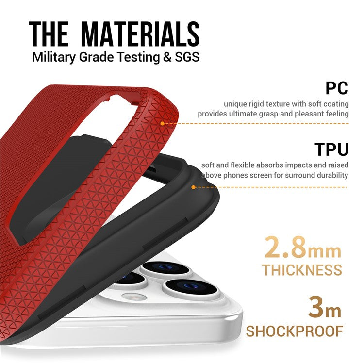 For iPhone 16 Pro Case Compatible with MagSafe TPU+PC Protective Phone Cover - Red