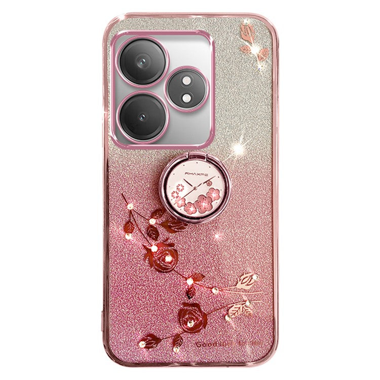 KADEM For Realme GT Neo6 SE 5G Case Kickstand Soft TPU Phone Cover Rhinestone Decor - Rose Gold
