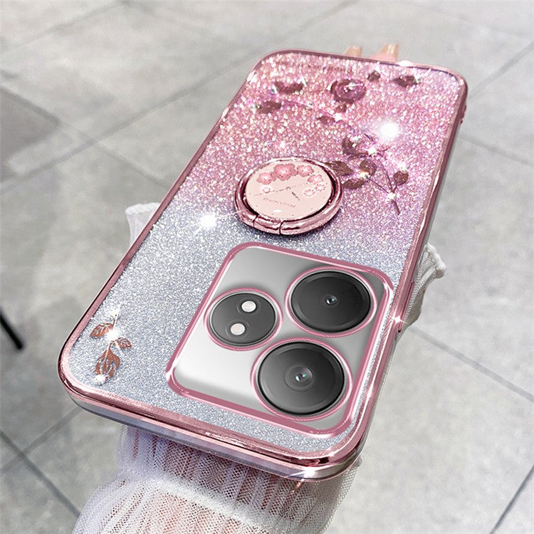 KADEM For Realme GT Neo6 SE 5G Case Kickstand Soft TPU Phone Cover Rhinestone Decor - Rose Gold