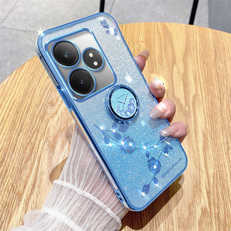 KADEM For Realme GT Neo6 SE 5G Case Kickstand Soft TPU Phone Cover Rhinestone Decor - Blue