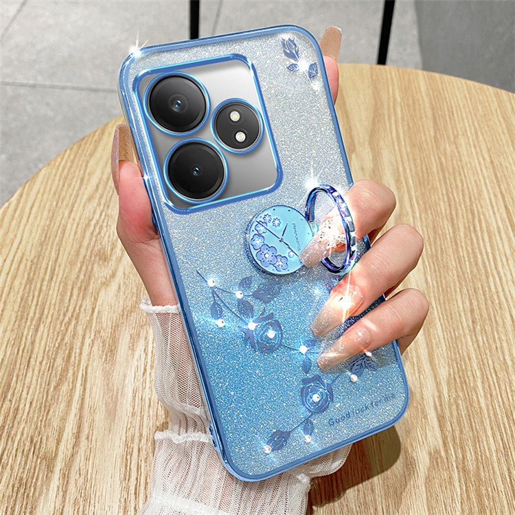 KADEM For Realme GT Neo6 SE 5G Case Kickstand Soft TPU Phone Cover Rhinestone Decor - Blue