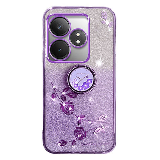 KADEM For Realme GT Neo6 SE 5G Case Kickstand Soft TPU Phone Cover Rhinestone Decor - Purple