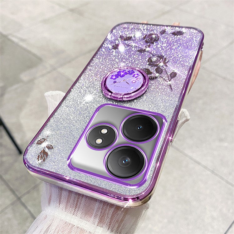 KADEM For Realme GT Neo6 SE 5G Case Kickstand Soft TPU Phone Cover Rhinestone Decor - Purple