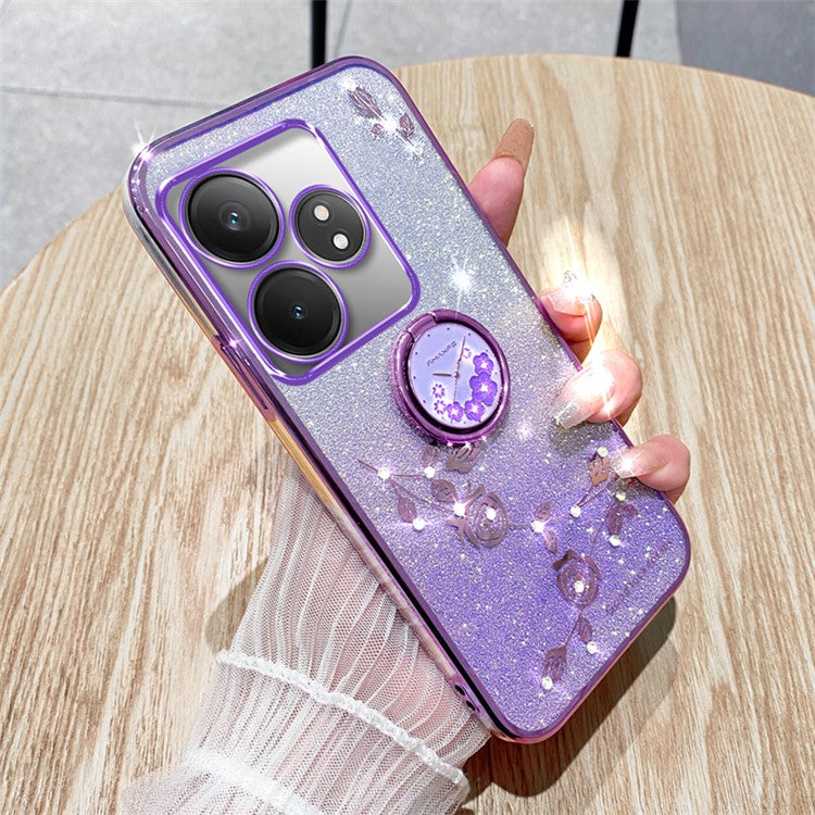 KADEM For Realme GT Neo6 SE 5G Case Kickstand Soft TPU Phone Cover Rhinestone Decor - Purple
