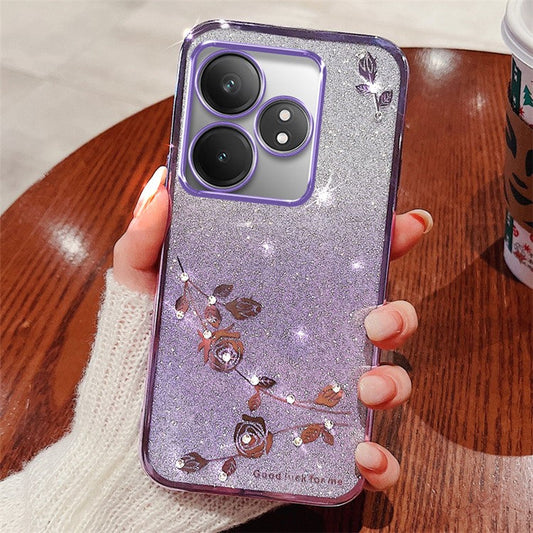 KADEM For Realme GT Neo6 SE 5G Case Floral Pattern TPU Gradient Phone Cover - Purple