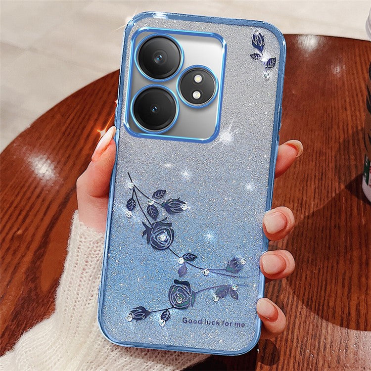 KADEM For Realme GT Neo6 SE 5G Case Floral Pattern TPU Gradient Phone Cover - Blue
