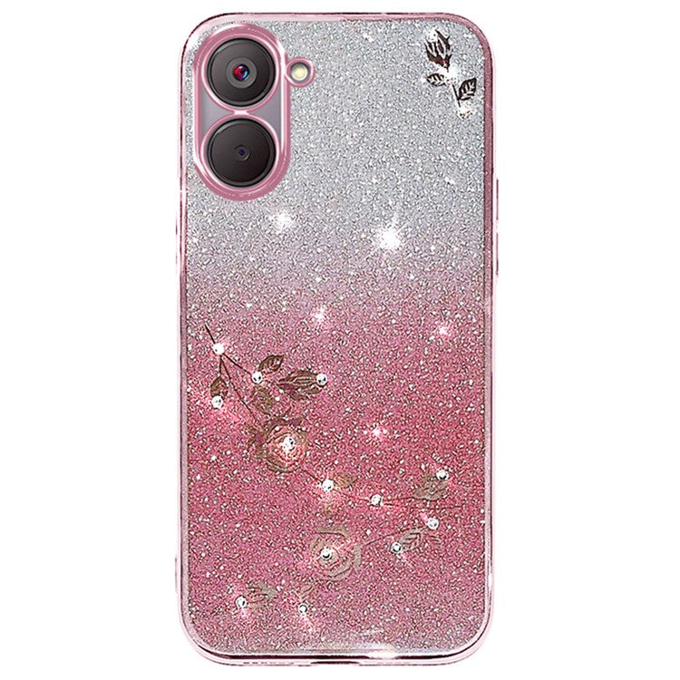 KADEM For Realme V20 5G Case Glitter Rhinestone Decor TPU Phone Cover - Rose Gold