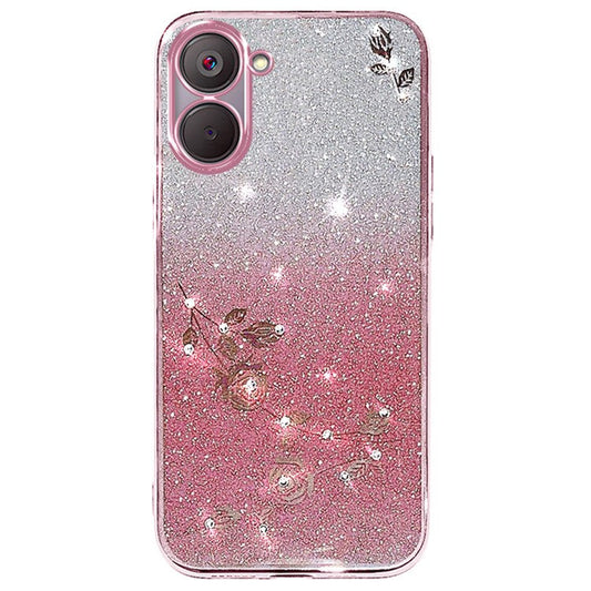 KADEM For Realme V20 5G Case Glitter Rhinestone Decor TPU Phone Cover - Rose Gold
