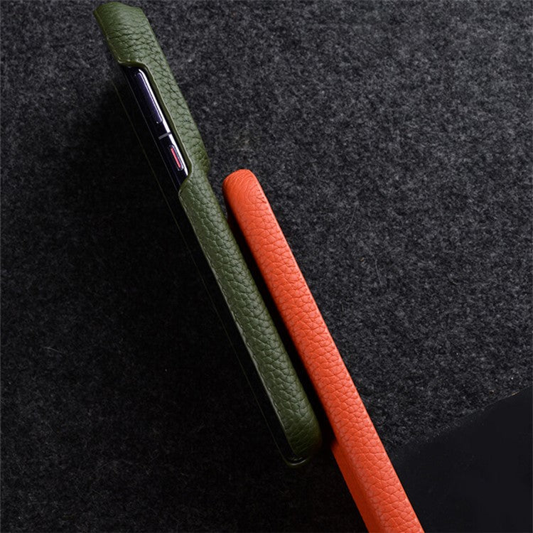 MELKCO For Huawei Pura 70 Ultra Case Incomplete Edge Genuine Cow Leather Coated PC Phone Cover - Red
