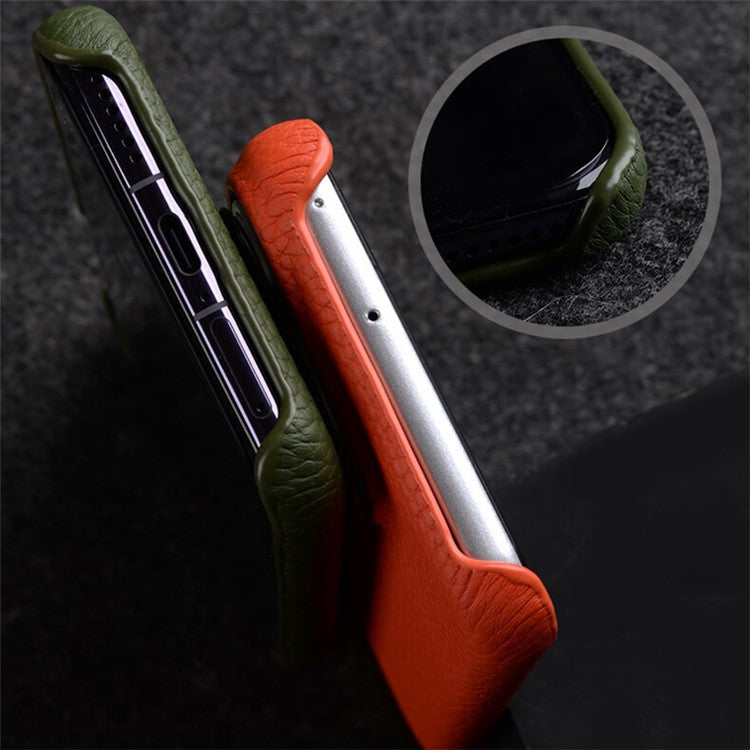MELKCO For Huawei Pura 70 Ultra Case Incomplete Edge Genuine Cow Leather Coated PC Phone Cover - Red
