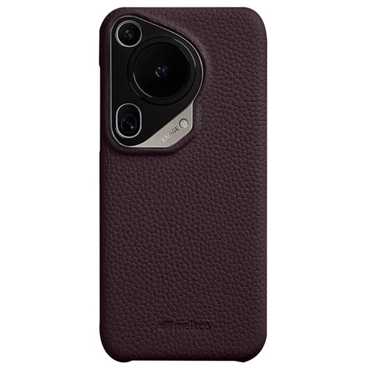 MELKCO For Huawei Pura 70 Ultra Case Incomplete Edge Genuine Cow Leather Coated PC Phone Cover - Purple