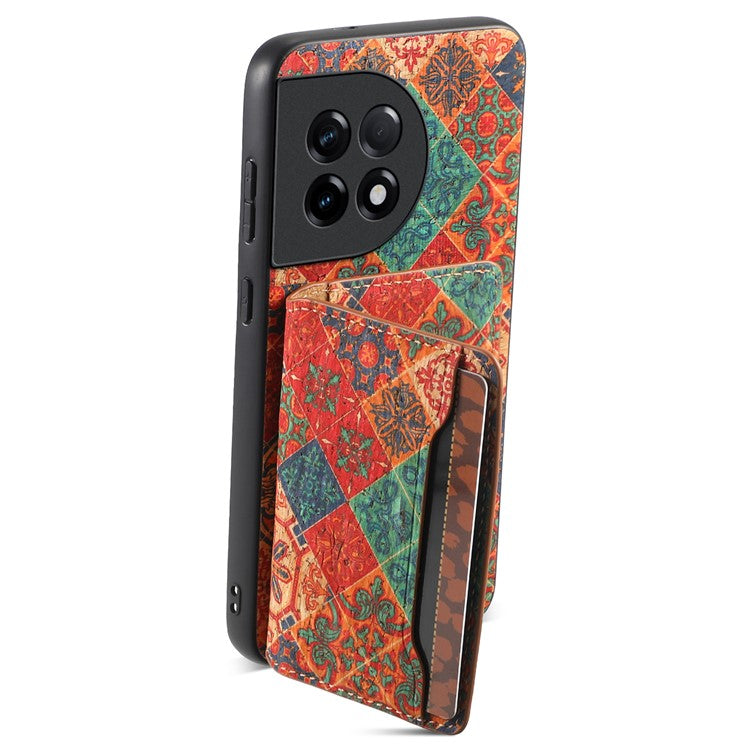 For OnePlus Ace 2 5G / 11R 5G Case Floral Pattern Card Slot Kickstand PU Covered Hybrid Phone Shell - Winter / Blue